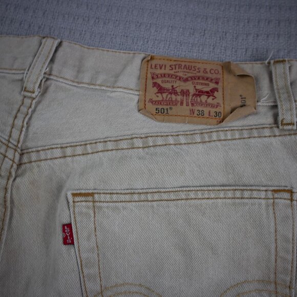 Levi's 501 Off White Beige Denim Vintage Y2K Denim 38x30 - Picture 7 of 9
